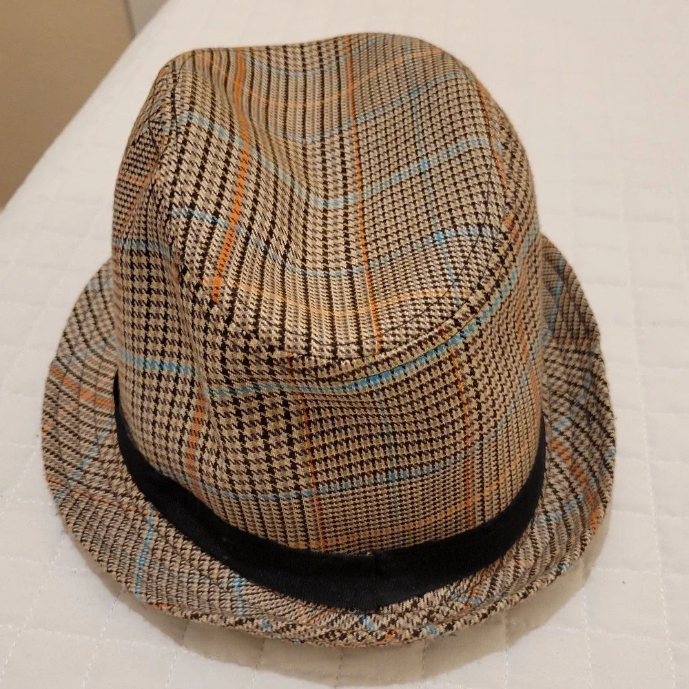 Disney Parks Mickey Mouse Brown Blue‎ Orange Houndstooth Fedora Hat Grandpacore
